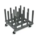 Rolling Floor Rack for Vinyl Roll Storage - Heavy Duty - 16 Spindles - 2'' Core