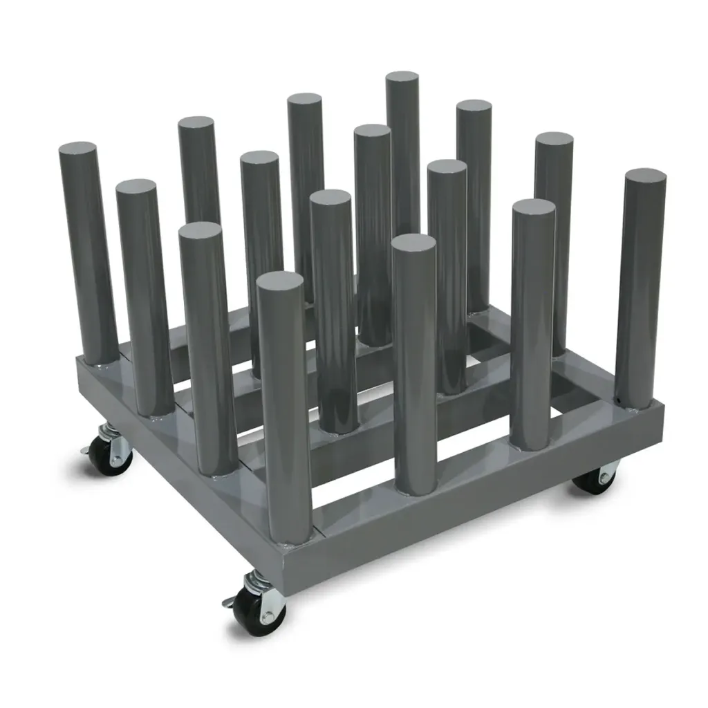 Rolling Floor Rack for Vinyl Roll Storage - Super Heavy Duty - 16 Spindles - 3'' Core