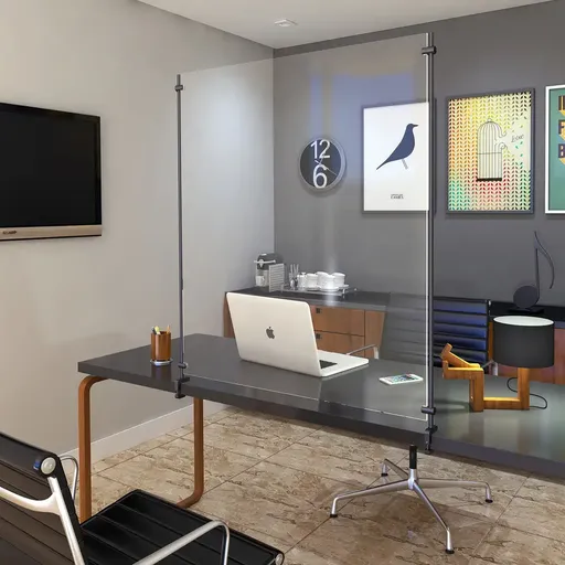 [DCAD075-36MB] Set of 2, 3/8'' Diameter Vertical Rod Mount, Aluminum Black Anodized Finish, 36'' Long w/ Adjustable Clamp to Accomodate 3/4'' to 1-1/2'' Counters. Hold up to 5/16'' material thickness