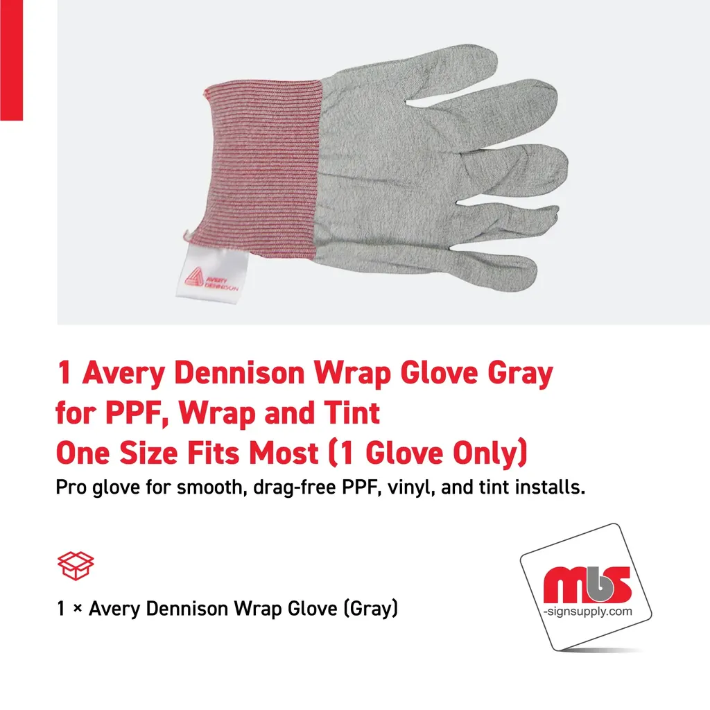 1 Avery Dennison Wrap Glove Gray for PPF, Wrap and Tint - One Size Fits Most (1 Glove Only)
