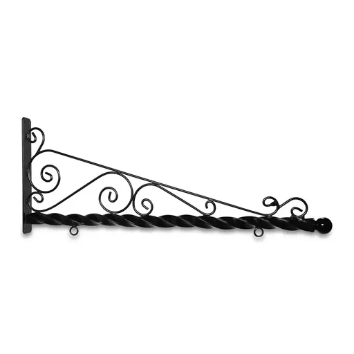 [SBSD-60SBB] 60'' Black Horizontal Super Deluxe Quin Spiral Steel Bracket with Ball Finial