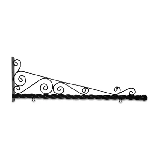 [SBSD-72SBB] 72'' Black Horizontal Super Deluxe Quin Spiral Steel Bracket with Ball Finial