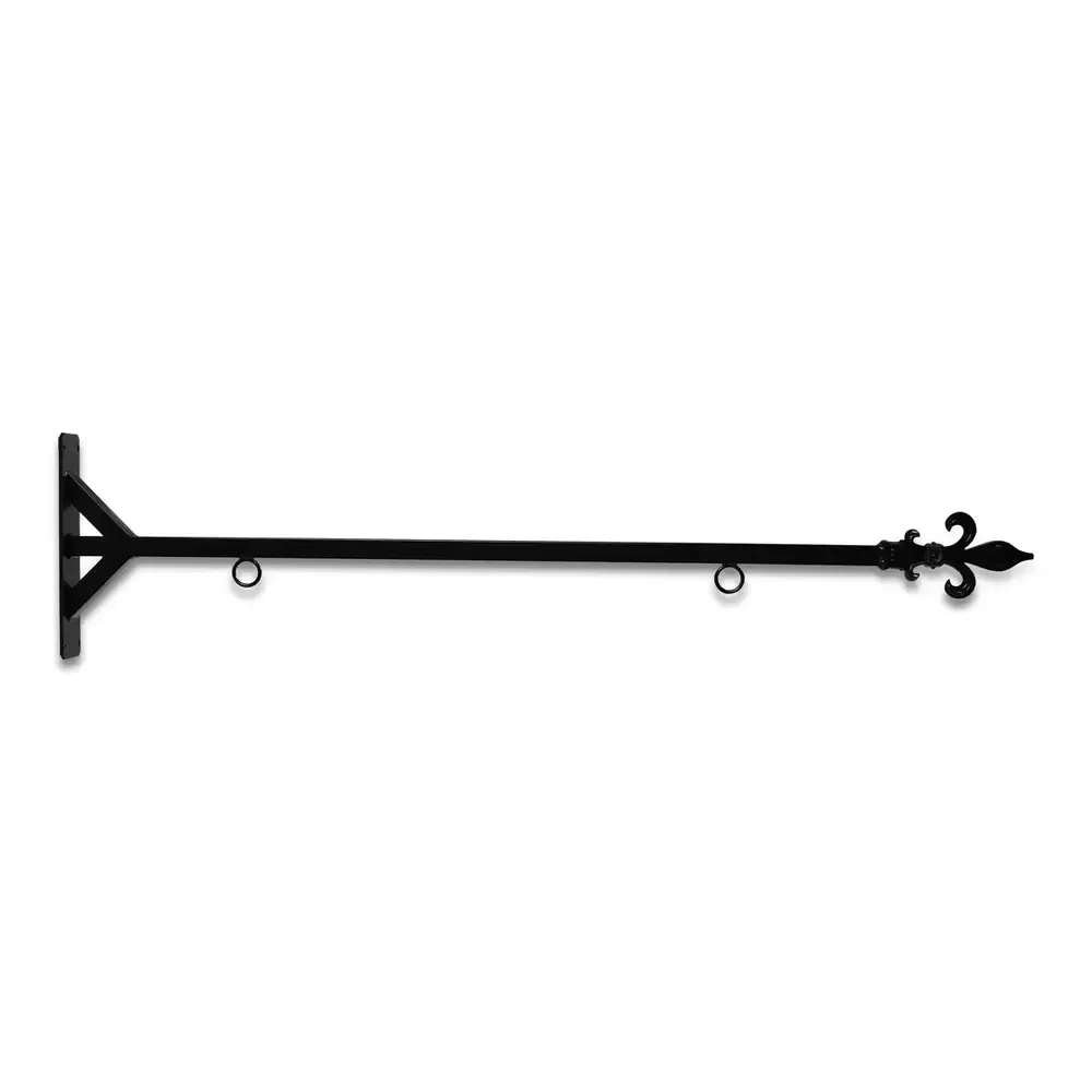 48'' Black Horizontal Straight Shaft Steel Bracket with Fleur De Lis Finial