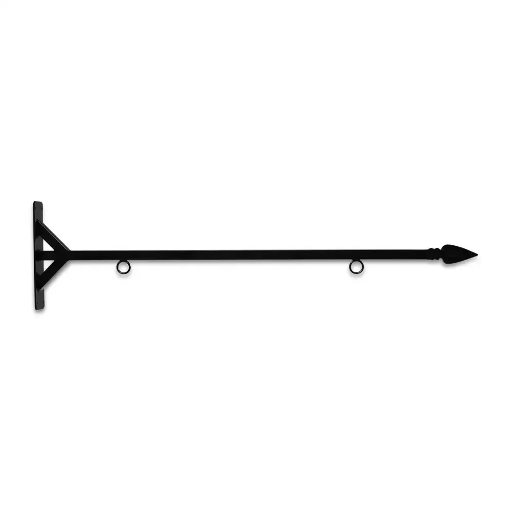 48'' Black Horizontal Straight Shaft Steel Bracket with Spear Point Finial