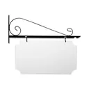 24'' Wide Value Scroll Bracket in  Black Powder Coated Steel with 12'' Tall X 22'' Wide X .063'' Thick White Aluminum Sign Blank and 2 Black Powder Coated S-Hooks