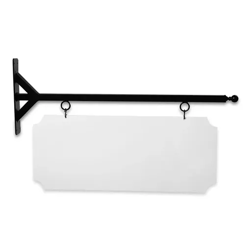 [SBSS-48SBB-KIT44-16-SH] 48'' Wide Straight Shaft Bracket in  Black Powder Coated Steel with 16'' Tall X 44'' Wide X .080'' Thick White Aluminum Sign Blank and 2 Black Powder Coated S-Hooks