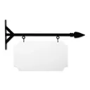 24'' Wide Straight Shaft Bracket in  Black Powder Coated Steel with 12'' Tall X 22'' Wide X .063'' Thick White Aluminum Sign Blank and 2 Black Powder Coated S-Hooks (Spear Finial)