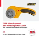 Olfa 60mm Ergonomic Self-Retracting Rotary Cutter