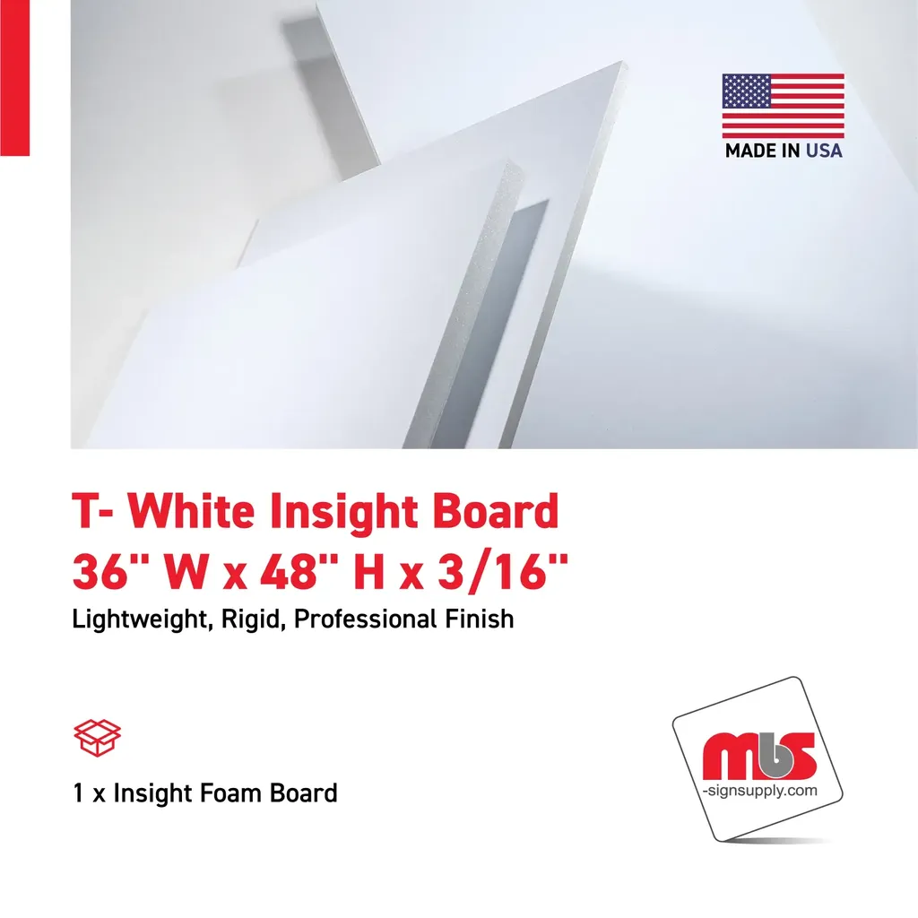 36'' W x 48'' H x 3/16'' T- White Insight Board