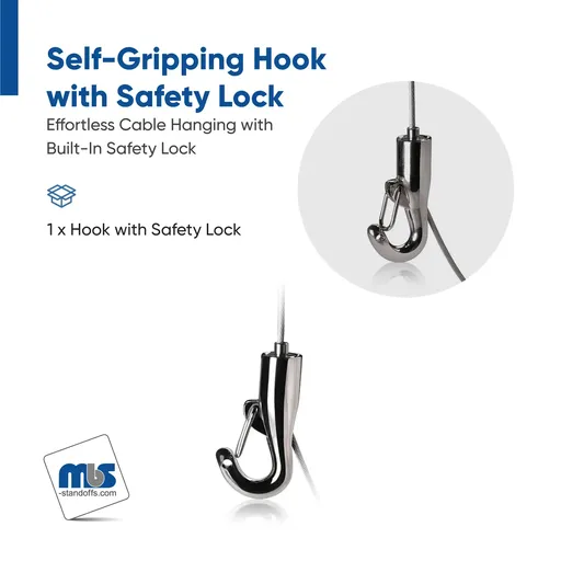 [GH0015] Self-Gripping Cable Hook with Safety Lock (For Cable Diameter 1/16'' (0.06'')
