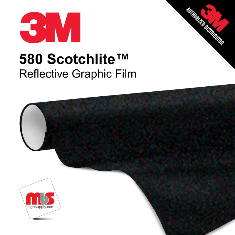 02'' x 50 Yards 3M™ 580 Scotchlite™ Gloss Black 5 year Unpunched 7 Mil Graphic Vinyl Film (Color Code 085)